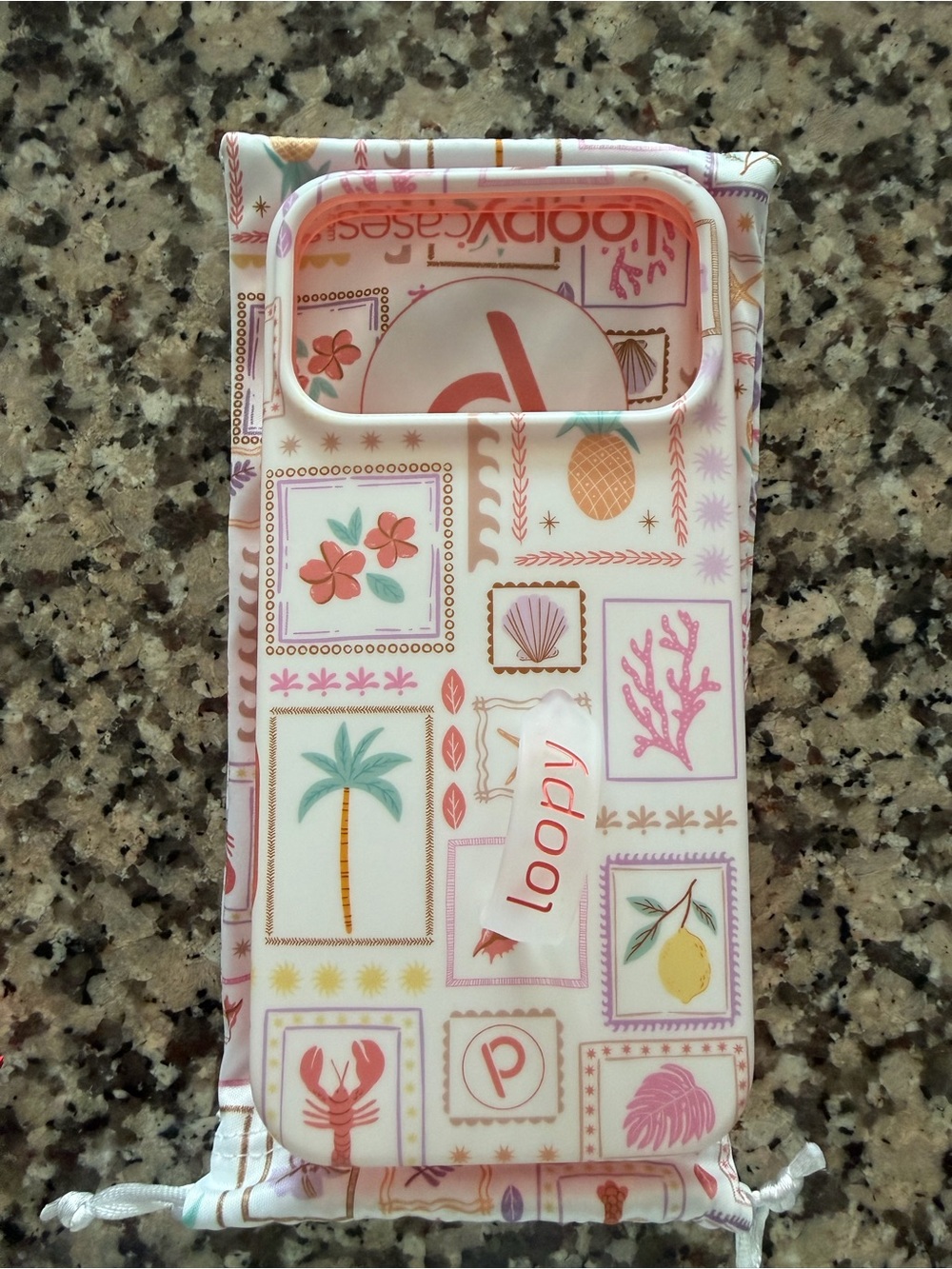 Loopy Case Pink & Cream Tropical Pattern Phone Case with Grip Loop 17 Pro Max